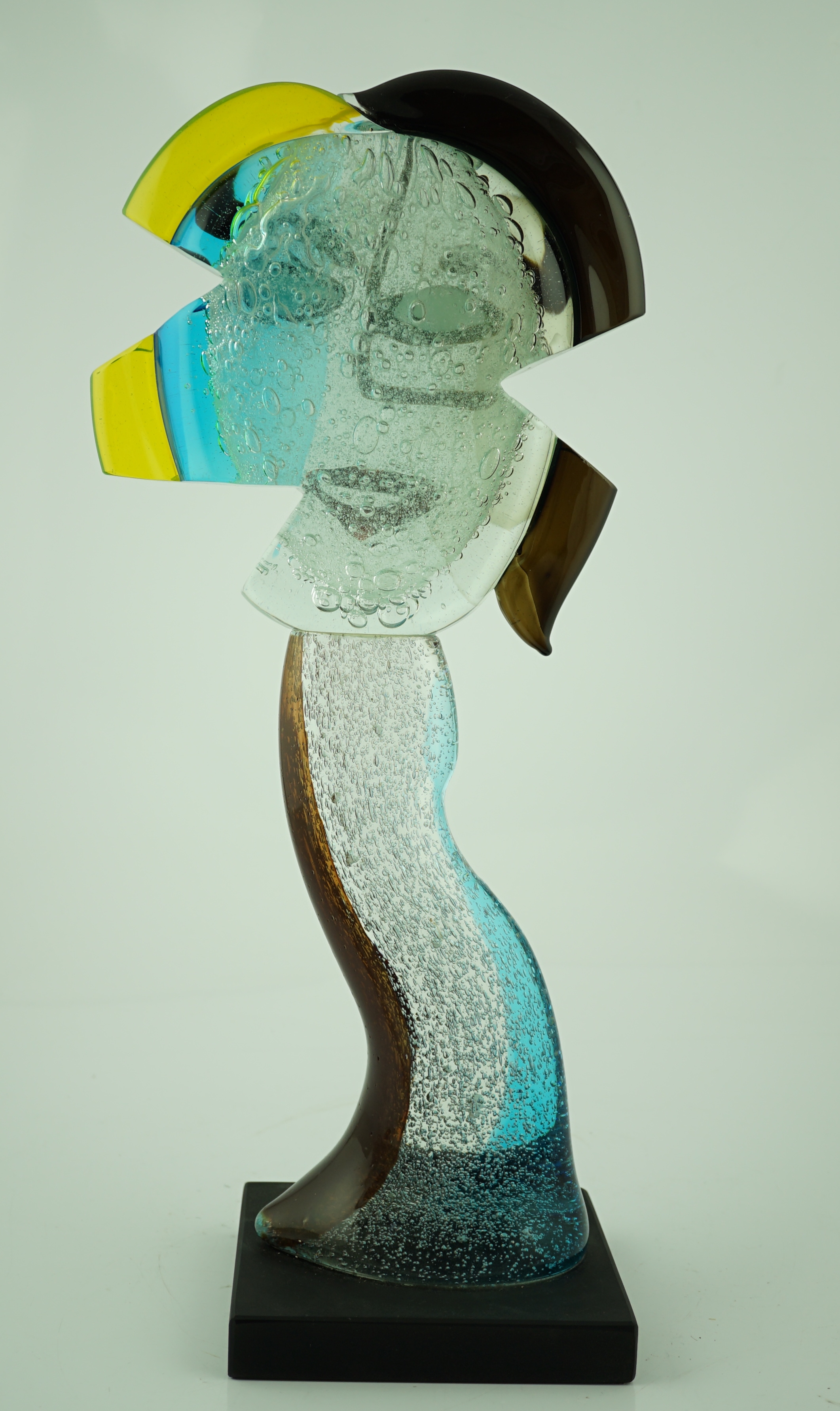 After Alessandro Barbaro, a Murano glass Cubist style head of a woman